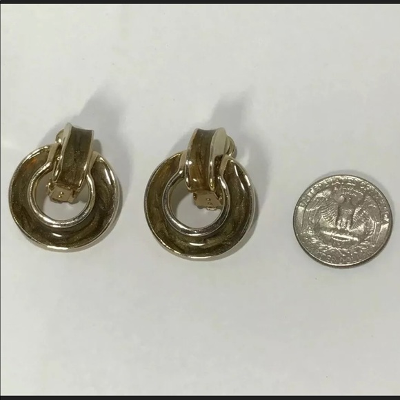 Vintage Clip On Earrings Door Knockers Enamel - Picture 4 of 6